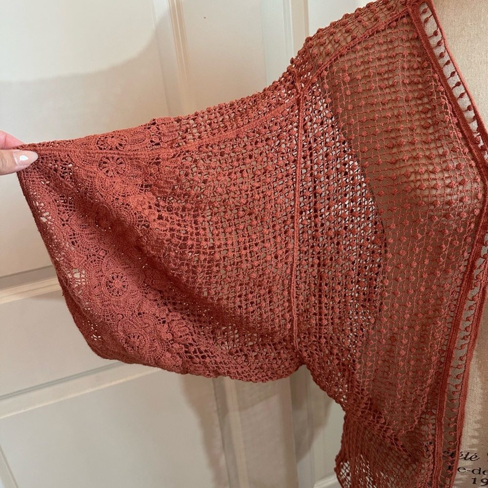 Rust Open Knit Cardigan - Picture 5 of 5